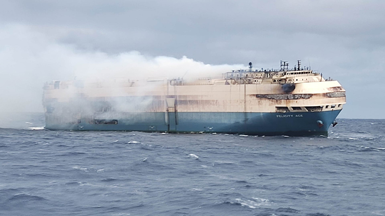 Felicity Ace PCTC luxury cars fire south of the Azores credit Portuguese Navy