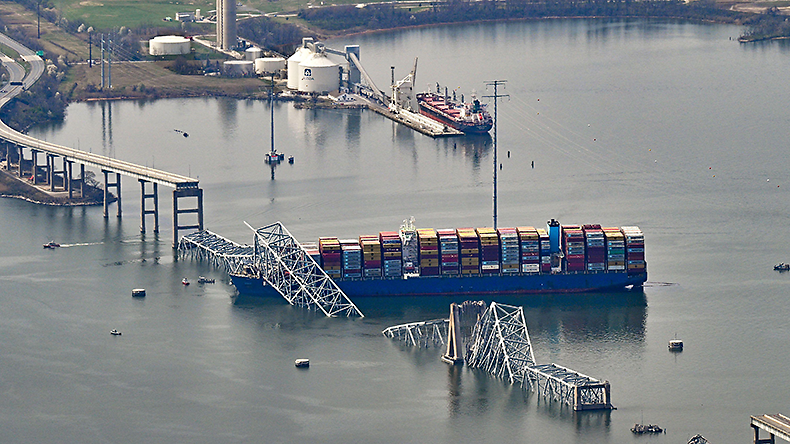 Wreckage of the containership Dali at Baltimore Bridge