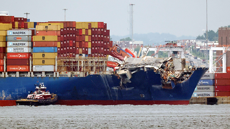 Containership Dali seen heading back to port after crashing into the Francis Scott Key Bridge two months ago in Baltimore