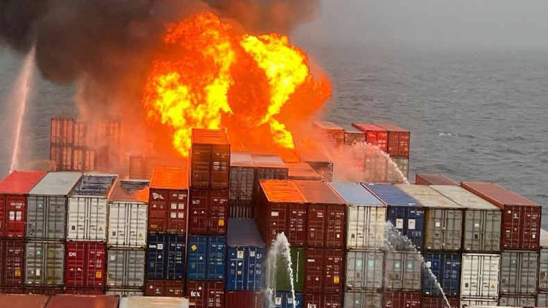 Maersk Frankfurt Fire source India Coast Guard
