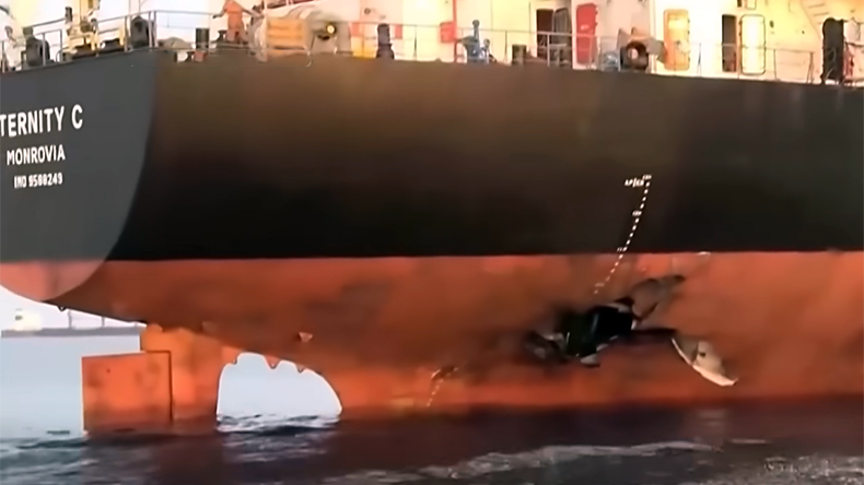 Damage to bulk carrier Eternity C following Houthi missile attack in the Red Sea