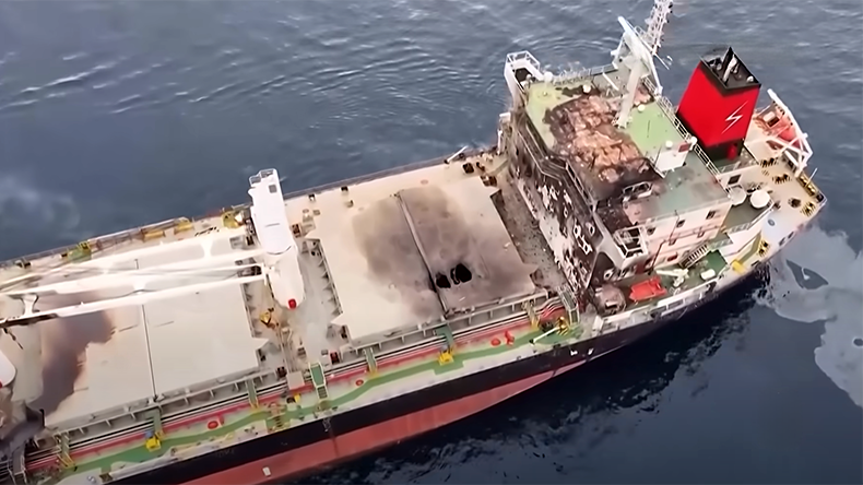 Bulk carrier Eternity C after Houthi missile attack in Red Sea