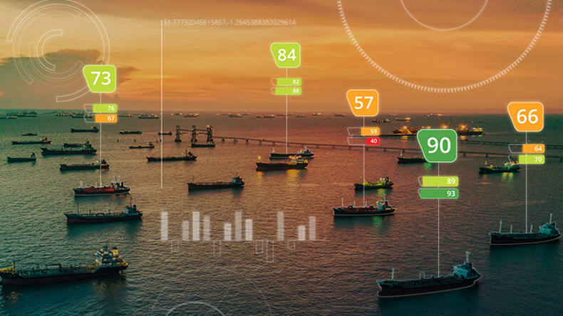 An Idwal ID computer-generated image of data points on ships appearing on a screen