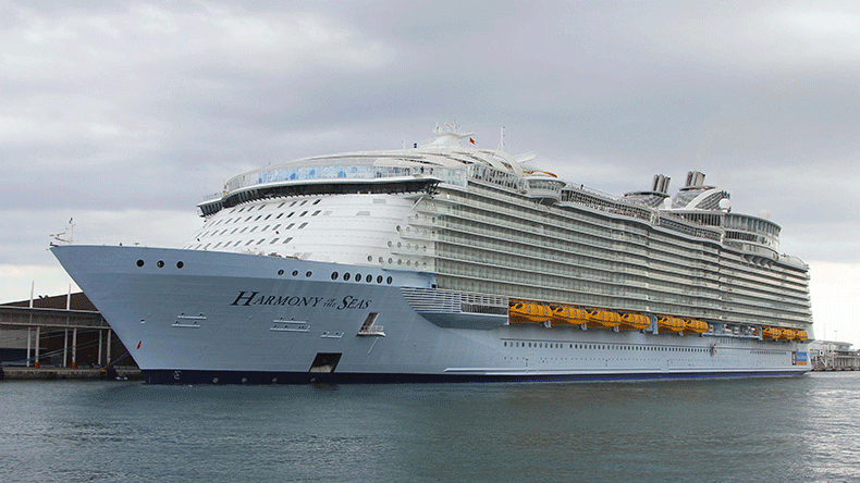 Harmony of the Seas, a Royal Caribbean vessel, in Barcelona