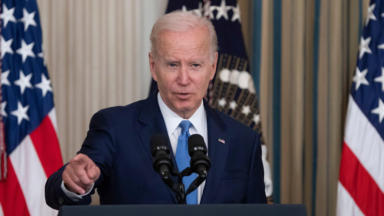 President Joe Biden at the White House, making remarks before signing the Ocean Shipping Reform Act