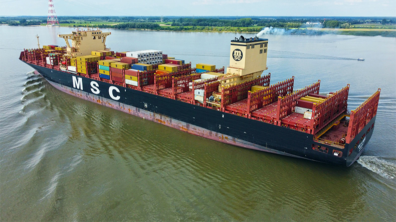 MSC Alanya containership on river 