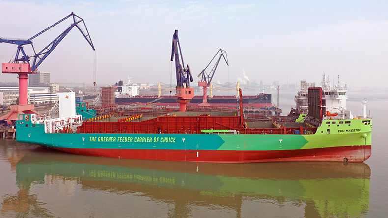 X-Press Feeders first dual-fuel ship Eco Maestro in Shanghai port