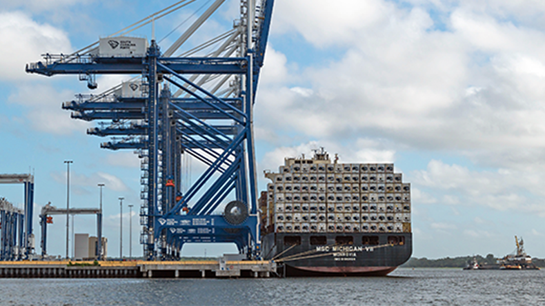 MSC Michigan VII moored in Charleston Harbor late June 2024 after the runaway engine incident 