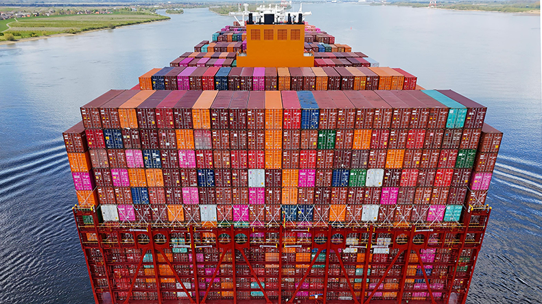 Mega containership from aft Manila Express