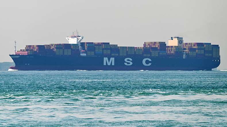 Containership MSC Aries at sea 