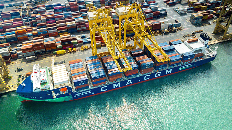 CMA CGM containership at port