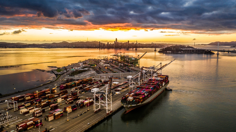 container ship in Oakland