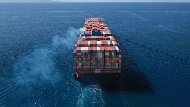 containership sailing away