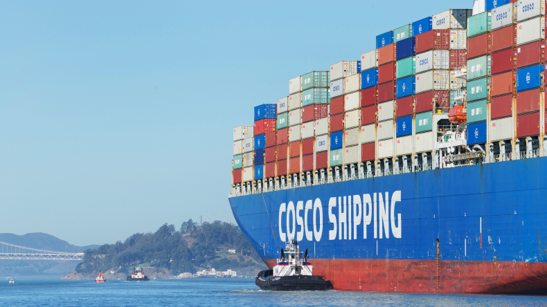 cosco ship in oakland by adobe