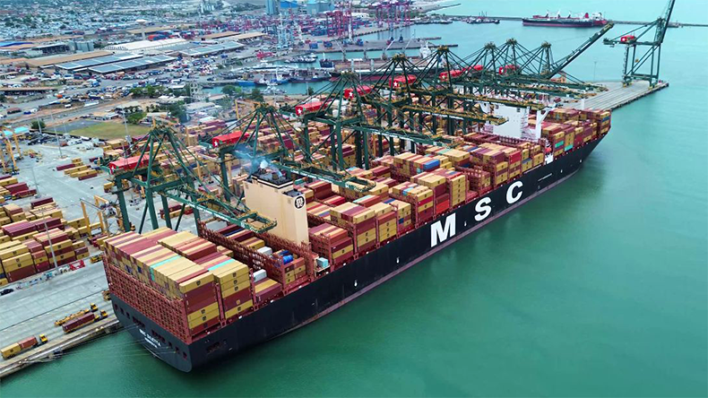 Containership MSC Diletta at Lome port in Togo