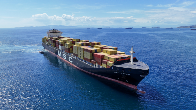 MSC ship off Piraeus by adobe