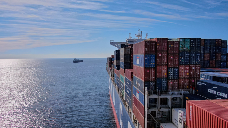 CMA CGM boxship at sea by adobe