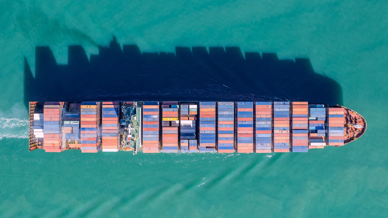 generic boxship with shadow by adobe