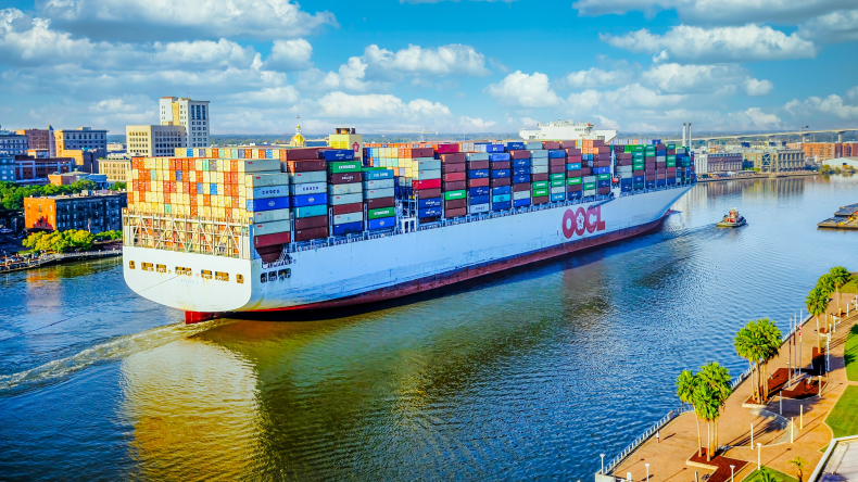 OOCL ship in Savannah by adobe