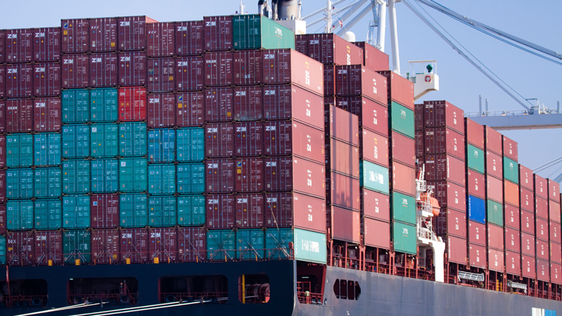 Container stacks on a ship