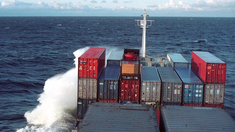Containership at sea