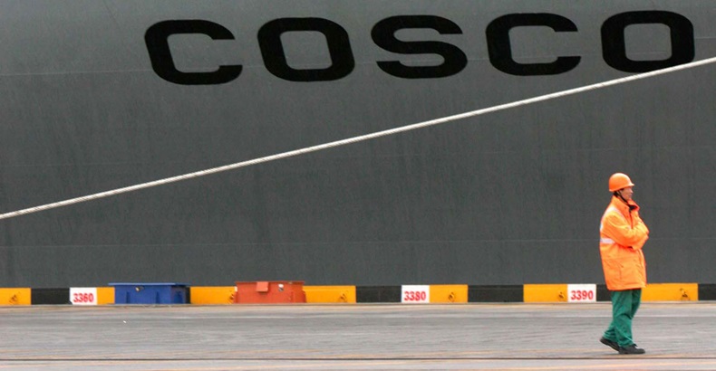 Cosco ship at port