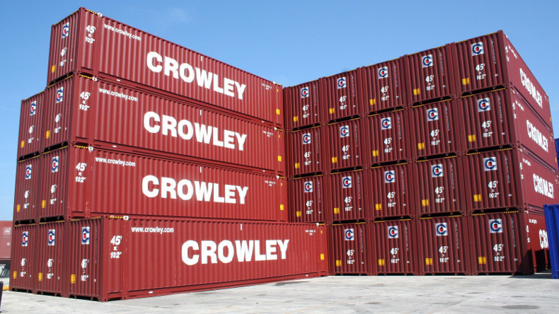 Crowley containers in stack