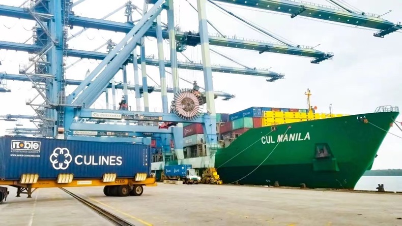 China United Lines ship and container at port