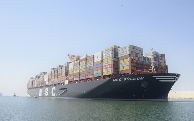 MSC Gulsun,  the largest containership in the world, transits the Suez Canal for the first time 9 Aug 2019
