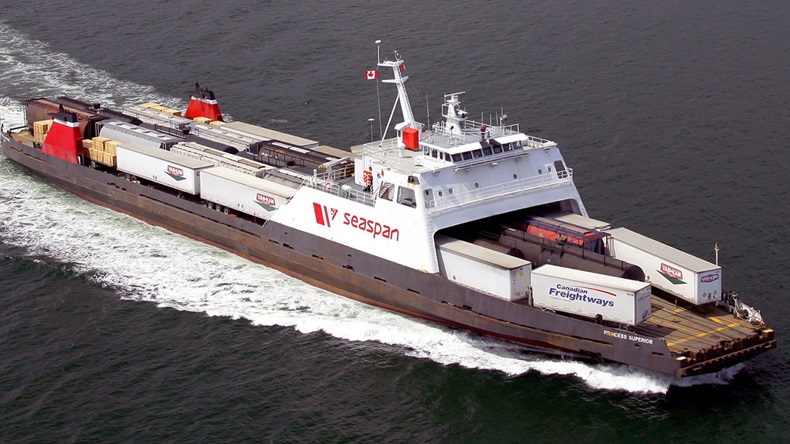 Seaspan con-ro vessel. This is the Canadian outfit that does ferries and tugs, not the containership tonnage owner
