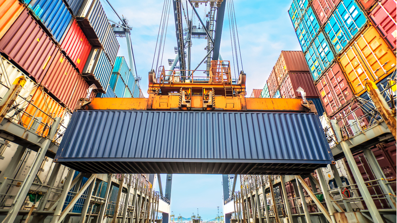 Containers port lift colourful