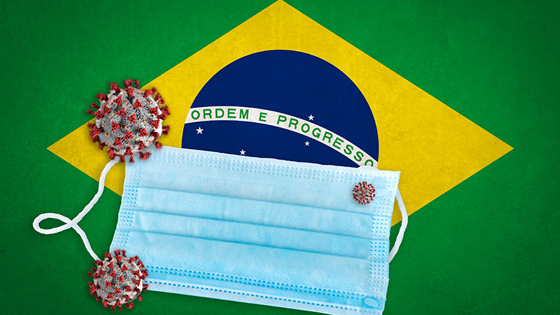 Brazil flag with mask