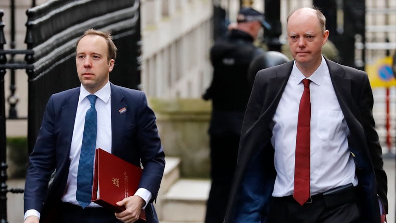 Matt Hancock left and Chris Whitty in Downing Street. Credit: Tolga Akmen/AFP via Getty Images