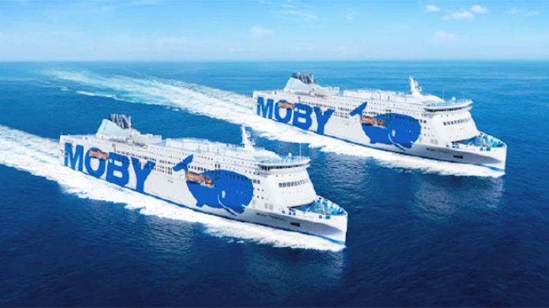Moby ferry services between the Italian mainland and the islands of Sicily, Sardinia and Corsica.
