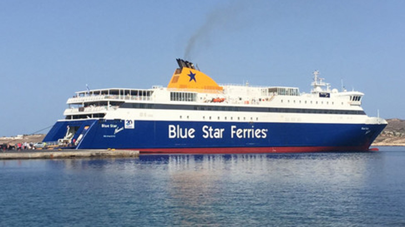 Attica Group’s Blue Star Naxos in the port of Paros island