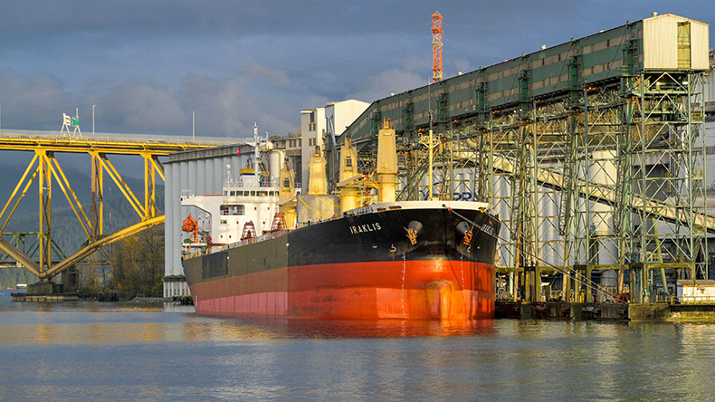 Bulk carrier Iraklis at Viterra Cascadia Grain Terminal, Vancouver