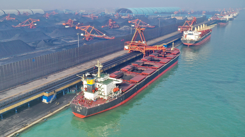 Coal wharf at Caofeidian port in China