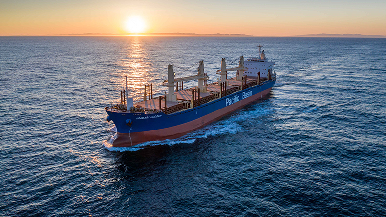 Handysize Pacific basin bulker on ballast leg to Vancouver