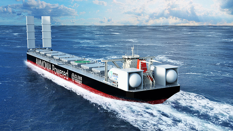 CG rendering of a 210,000 dwt ammonia-powered bulk carrier from MOL