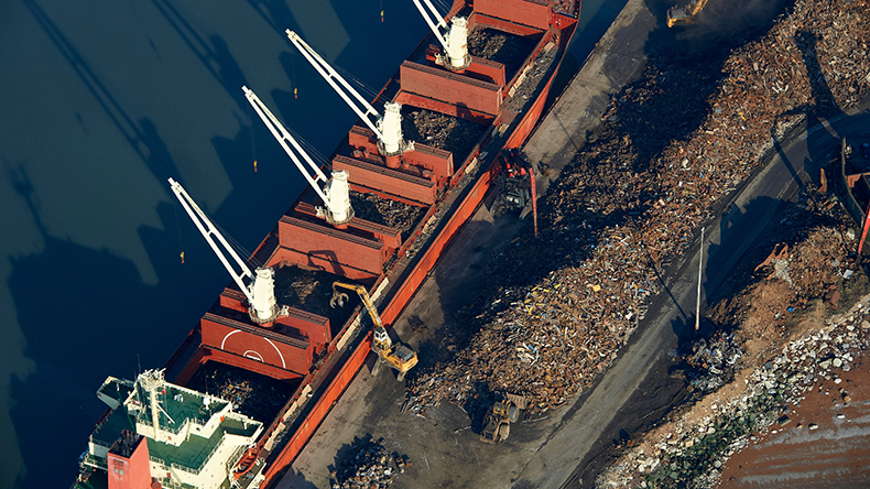 Loading scrap steel, Liverpool Docks, Merseyside, UK