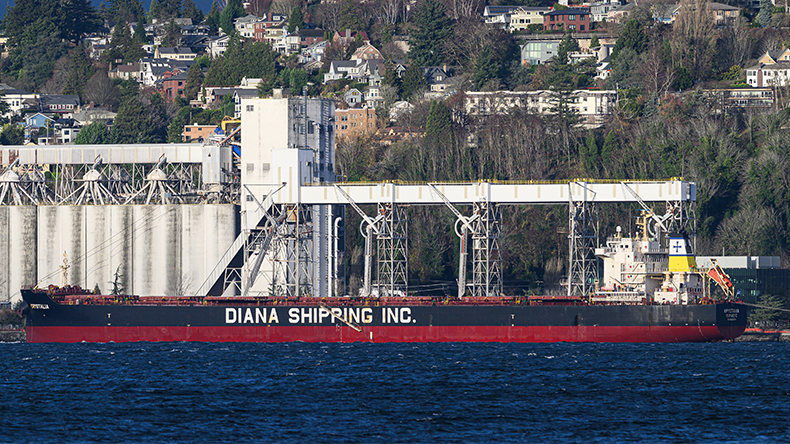 Diana Shipping Inc bulk carrier Crystalia at Seattle Pier 86 Grain Terminal
