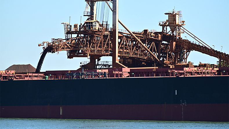 loading berthed iron ore ship, Port Hedland, Western Australia