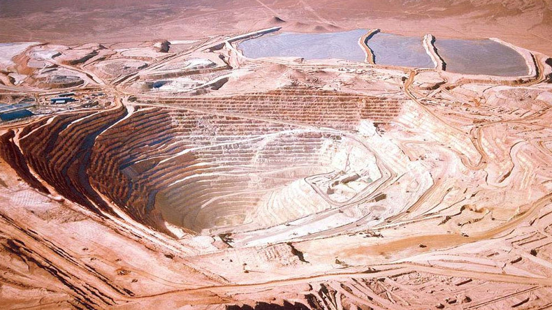 Aerial view of Escondida copper mine in northern Chile