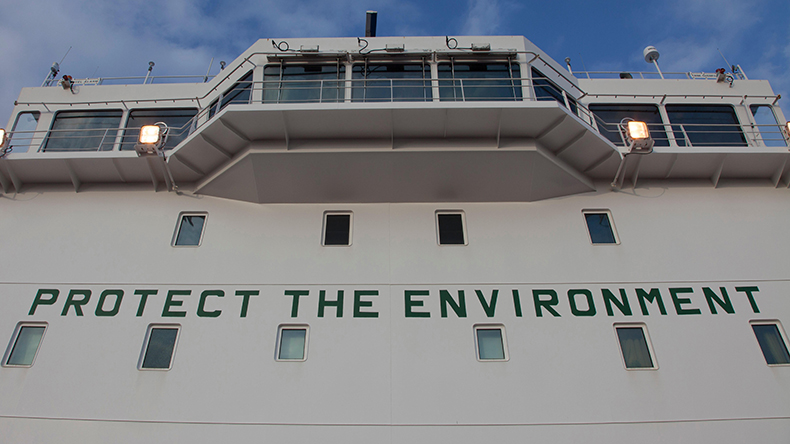 Ship with protect the environment words 