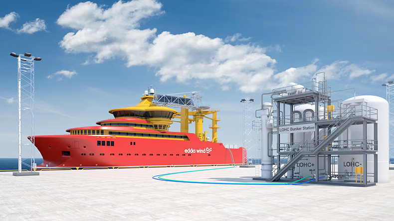 Clean LOHC/SOFC propulsion system to power service operation vessel