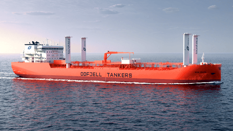 Odfjell chemical tanker with Bound4blue sails