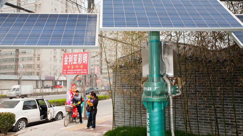 Solar electric panels in Xian city in China
