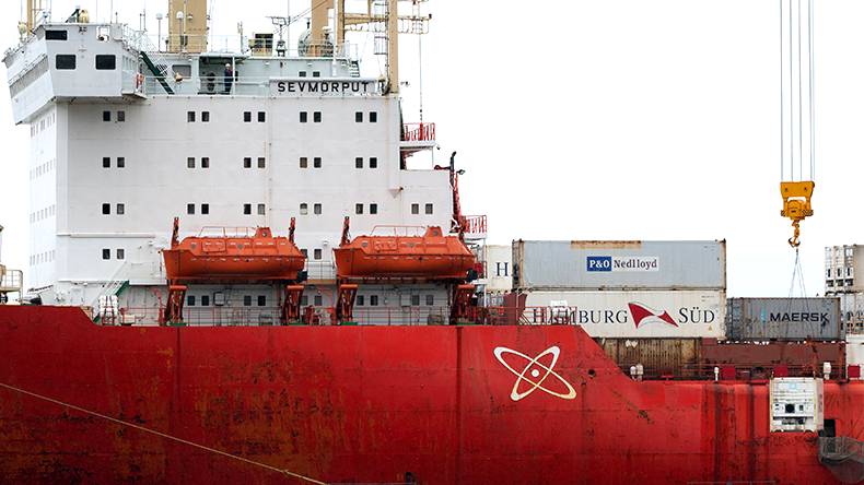Cargo containership nuclear-powered icebreaker Sevmorput