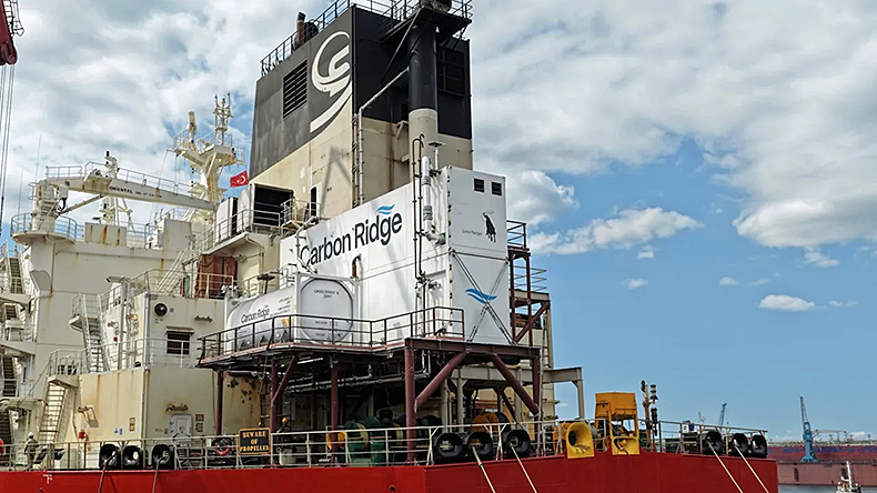 Marshall Islands-flagged, 109,999 dwt product tanker STI Spiga fitted with Carbon Ridge onboard carbon capture system.