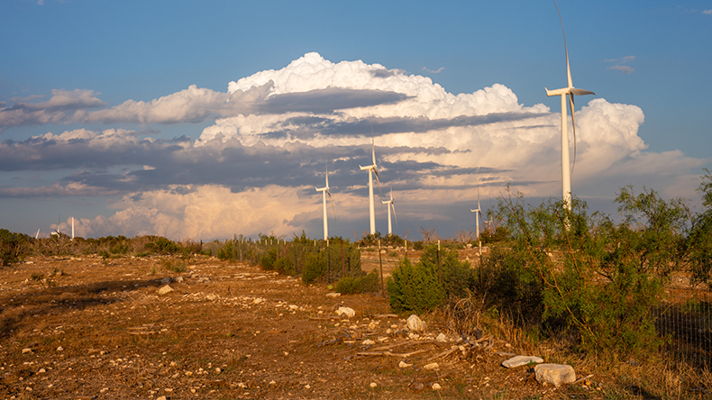 Wind turbines in Big Spring, Texas in 2023